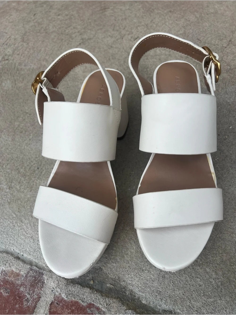 AEROSOLES Cream Platform Block Heel Sandals